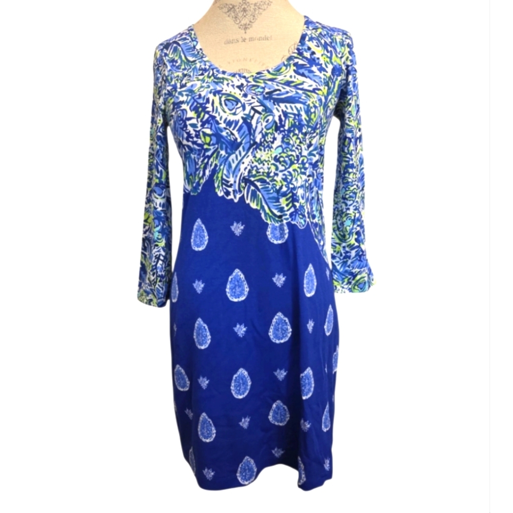 Lilly Pulitzer Beacon T Shirt Shift Dress Twilight Blue Show Down Size Small NWT